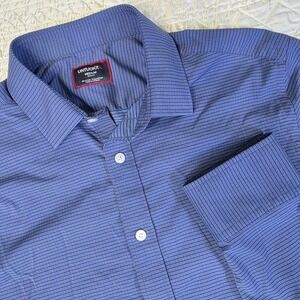 UNTUCKit Men's Medium Langhorne Performance Blue Micro Plaid Slim Fit Shirt